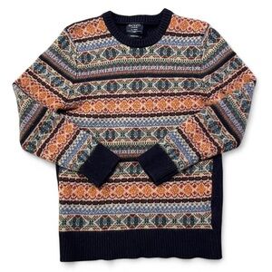 Hackett London Merino Wool Colorful Geometric Crewneck Sweater